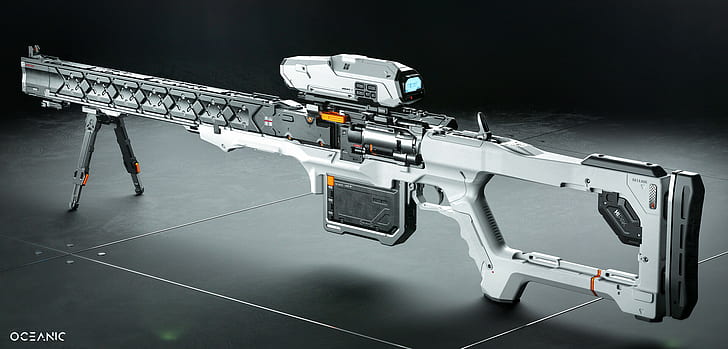 weapon, rifles, machine, futuristic, gun, black background, HD wallpaper