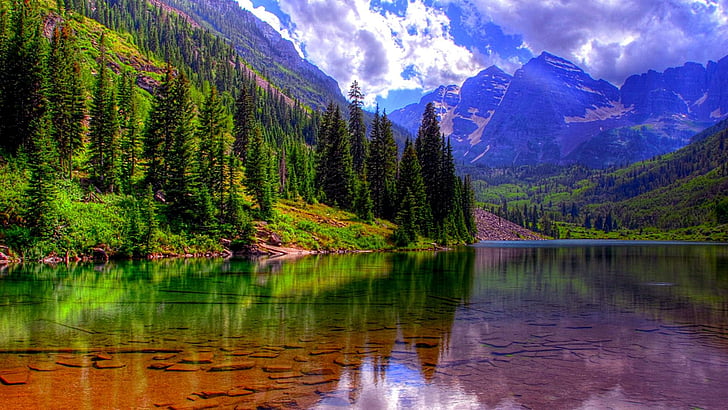 amazing, landscape, maroon bells, maroon lake, elk mountains, HD wallpaper