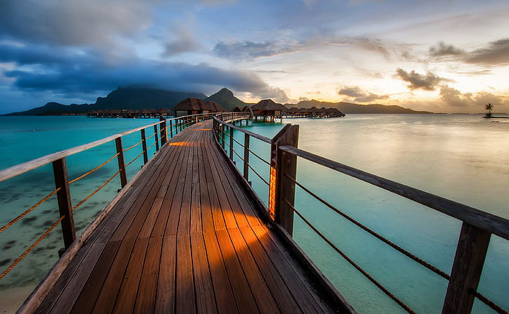 Bora Bora Resort, Travel, Islands, Sunset, Relaxation, Holiday, HD wallpaper