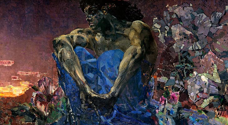 1890, Mikhail Alexandrovich, The demon sitting, Vrubel, HD wallpaper