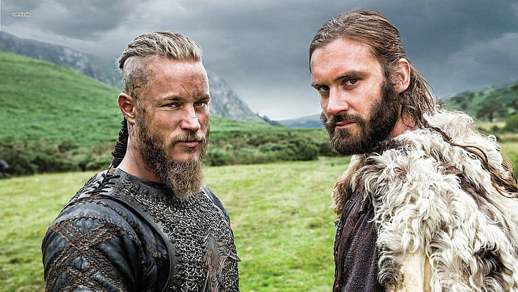 vikings tv series rollo lothbrok tv, beard, facial hair, two people