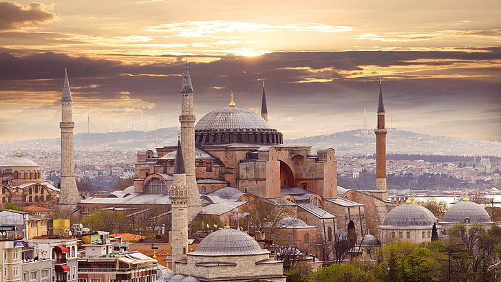Hagia Sophia, city, Istanbul, Turkey, architecture, building exterior, HD wallpaper