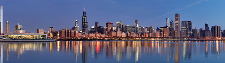 concrete buildings, Chicago, Illinois, USA, city, skyscraper, HD wallpaper