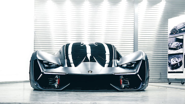 silver sports car, Lamborghini Terzo Millenio, Hypercar, concept cars