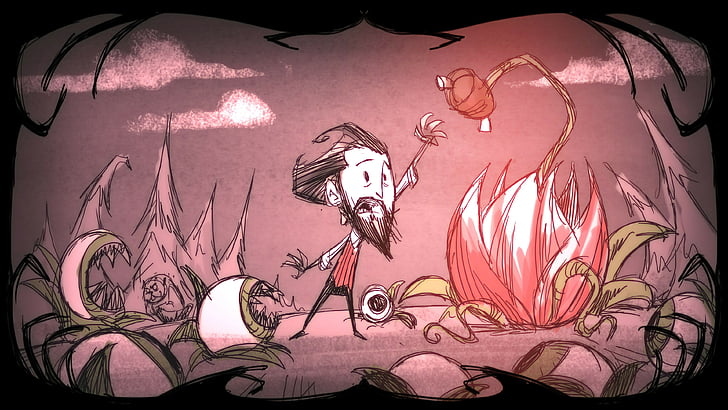 male beside monster creature animated wallpaper, Don't Starve: Shipwrecked, HD wallpaper