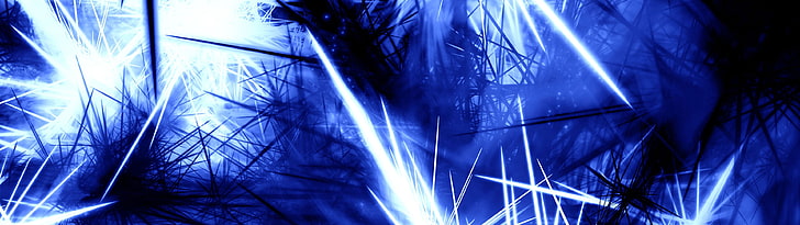 blue and black spikes wallpaper, abstract, digital art, tree