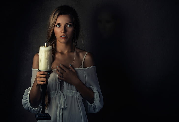 Candles, Women, Spooky, Ghost, HD wallpaper