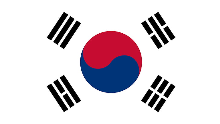 south korea flag, white color, shape, red, cut out, design, HD wallpaper