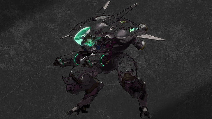 black and green robot character digital wallpaper, Overwatch