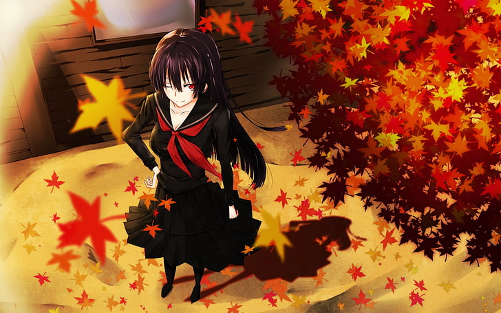 black haired female character, Tasogare Otome x Amnesia, anime girls, HD wallpaper