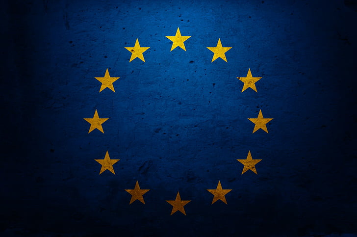 Flags, European Union Flags, blue, star shape, no people, night, HD wallpaper