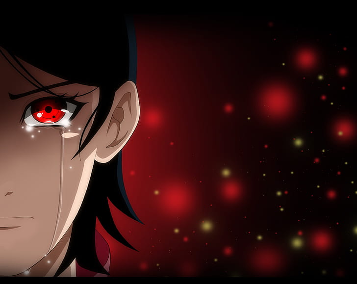 uchiha sarada, crying, tears, sharingan, Anime, HD wallpaper