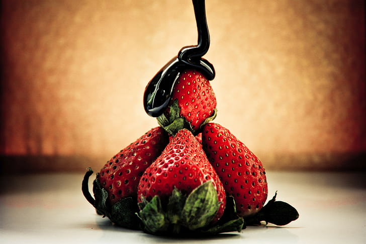 strawberries, food, HD wallpaper