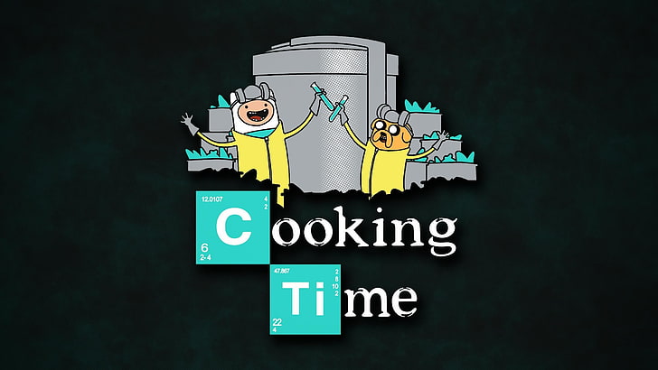 Adventure Time cooking time illustration, cartoon, meth, Breaking Bad