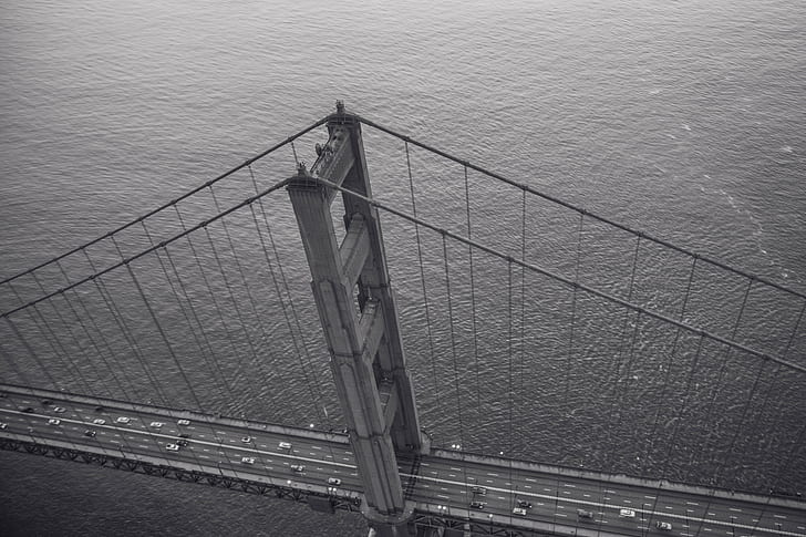 bridge, monochrome, Golden Gate Bridge, HD wallpaper