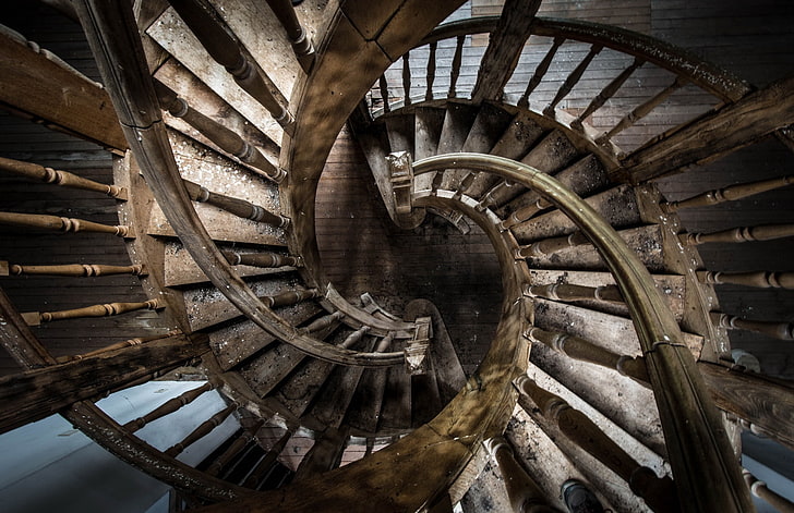 old, building, stairway, architecture, built structure, spiral
