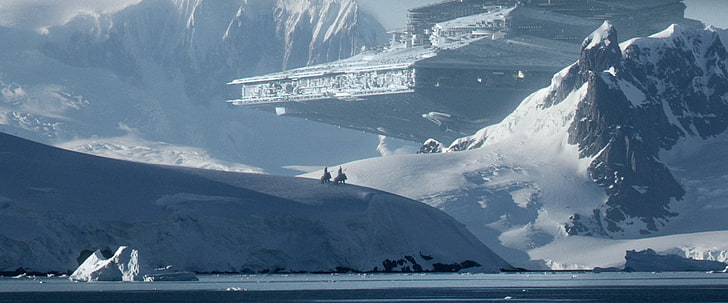 Star Destroyer, Star Wars, cold temperature, snow, water, winter, HD wallpaper