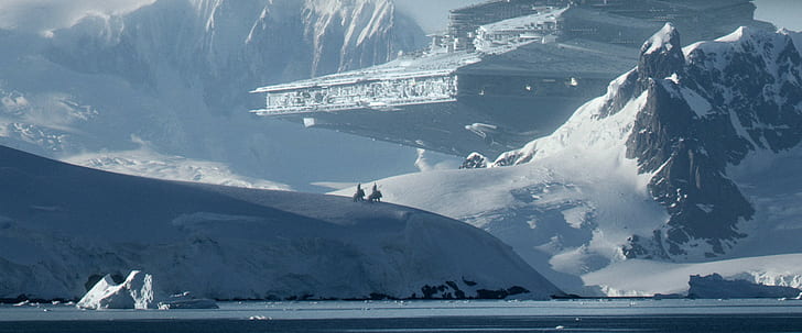 snow capped mountain, Star Wars, Star Destroyer, cold temperature
