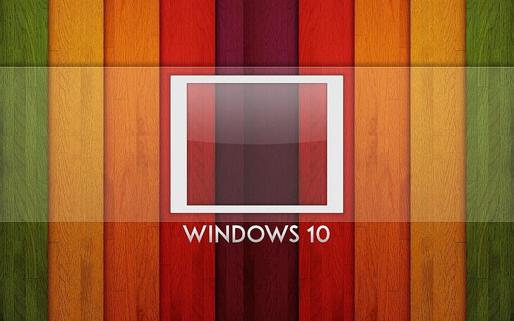 Windows 10 system, logo, rainbow background, wood board HD wallpaper