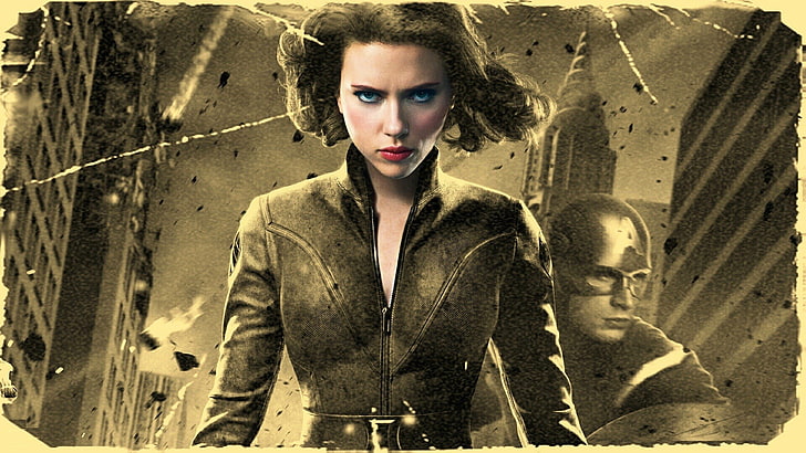 Scarlett Johansson as Natasha Romanoff from Marvel Cinematic Universe illustration, HD wallpaper