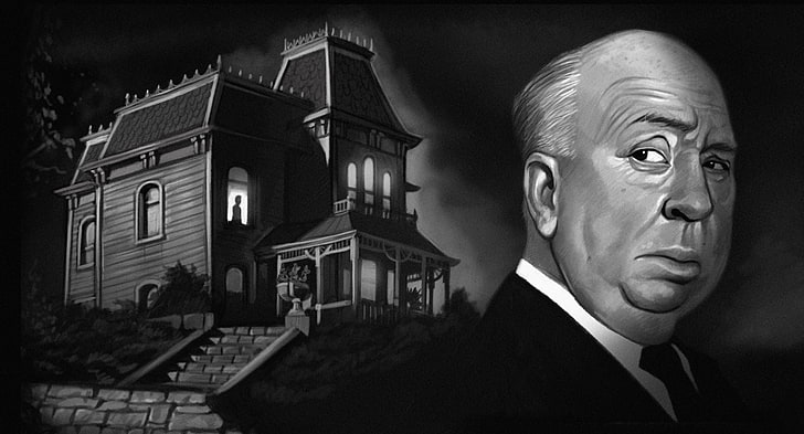 night, house, window, art, psycho, Alfred Hitchcock, architecture