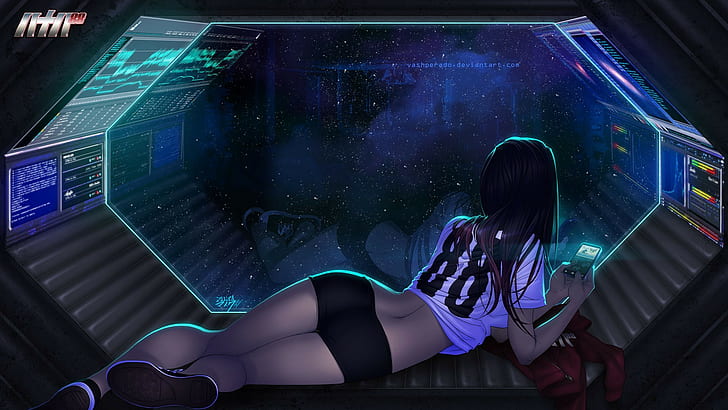 space vashperado futuristic cyberpunk anime girls 88 girl, women, HD wallpaper