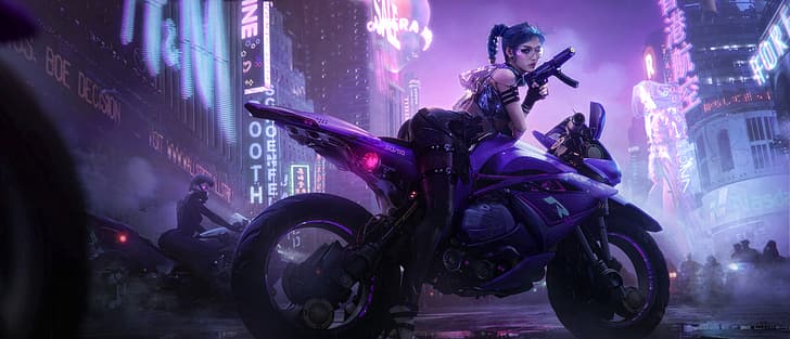Tian Zi, cyberpunk, futuristic, cyber city, ArtStation, Cyber Woman, HD wallpaper