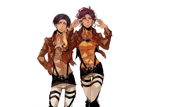 HD wallpaper: two women in brown jackets cartoon characters, Shingeki no  Kyojin | Wallpaper Flare