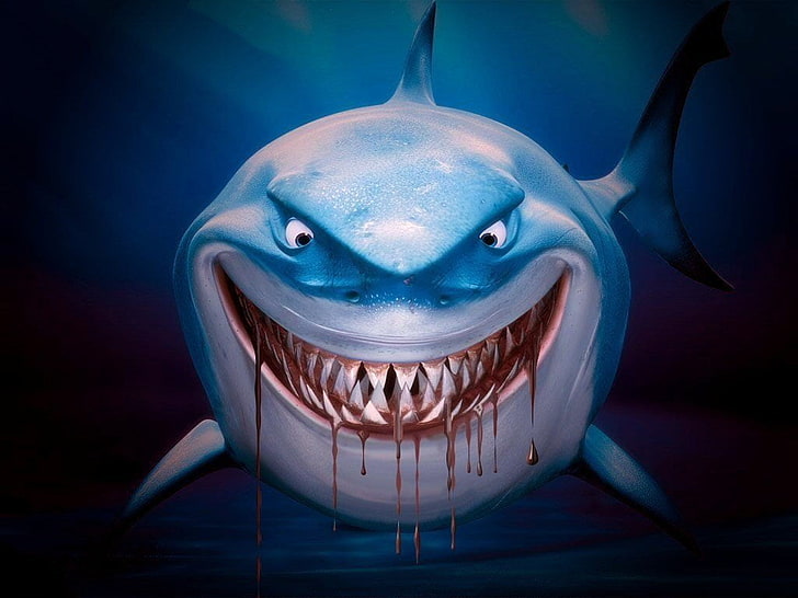 blue shark illustration, Finding Nemo, Bruce (Finding Nemo), sea, HD wallpaper