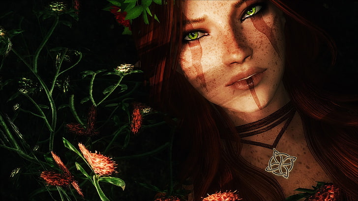 Katarina from LOL, The Elder Scrolls V: Skyrim, elves, headshot
