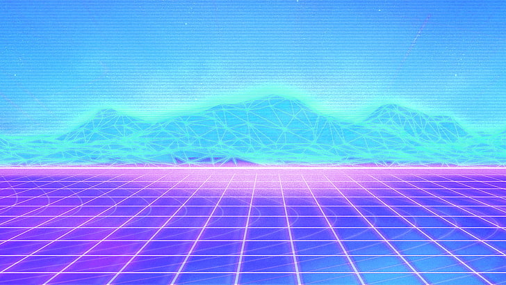 white and blue plastic container, vaporwave, grid, technology, HD wallpaper