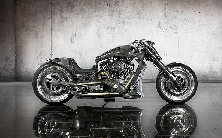 black and grey motorcycle, mansory zapico, custom bike, carbon, HD wallpaper