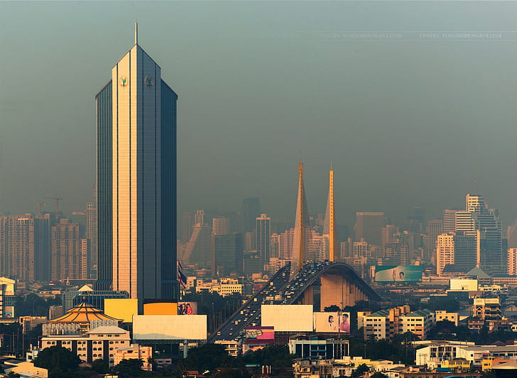 Bangkok, Thailand, Cityscape, architecture, Buildings, golden hour, HD wallpaper