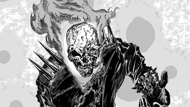 skeleton digital wallpaper, comics, Ghost Rider, architecture