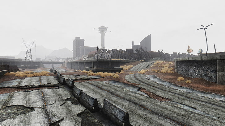 gray concrete wall, Fallout: New Vegas, apocalyptic, architecture, HD wallpaper
