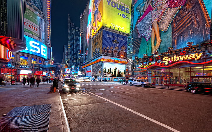 New York City, Times Square, street light, cityscape, night