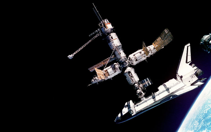 white space shuttle, Mir, transportation, nature, nautical vessel, HD wallpaper