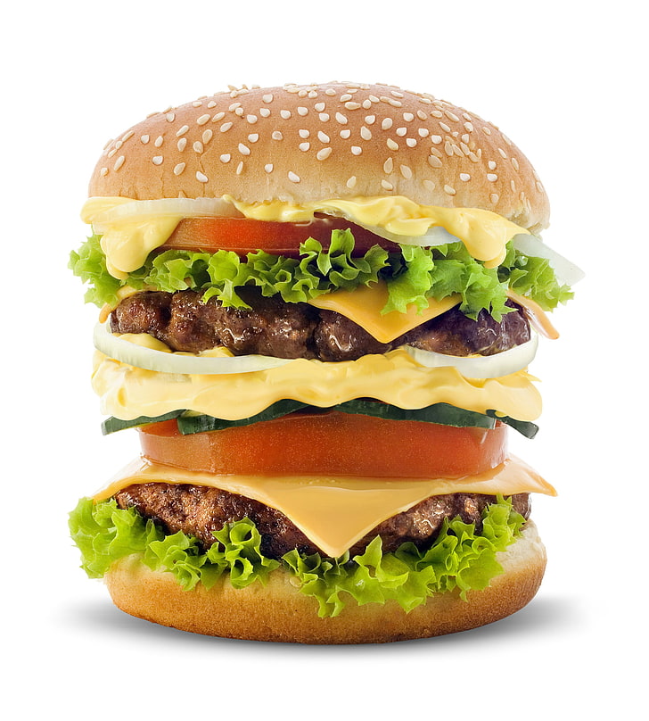 white and green ceramic bowl, food, burgers, hamburger, sandwich, HD wallpaper