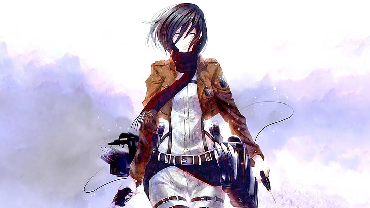 Shingeki no Kyojin, Mikasa Ackerman, one person, sky, nature, HD wallpaper