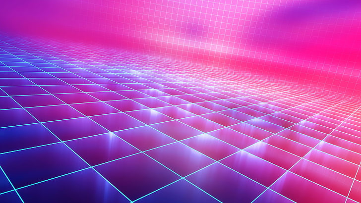 pattern, purple, pink, grid, magenta, synthwave, line, energy, HD wallpaper