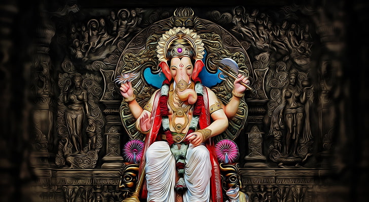 HD wallpaper: Ganesha, Lord Ganesha wallpaper, Artistic, Drawings, human  representation | Wallpaper Flare