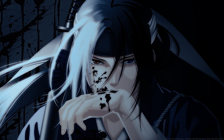 Dark Hakuouki Shinsengumi Kitan, male character with katana wallpaper