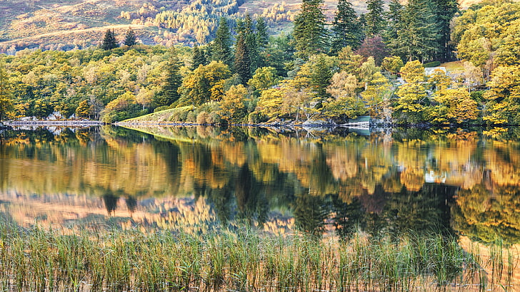 reflection, wilderness, autumn, lake, landscape, nature landscape, HD wallpaper