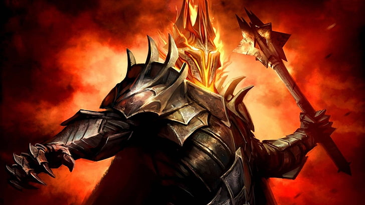 Sauron, The Lord of the Rings, fantasy art, flame, burning