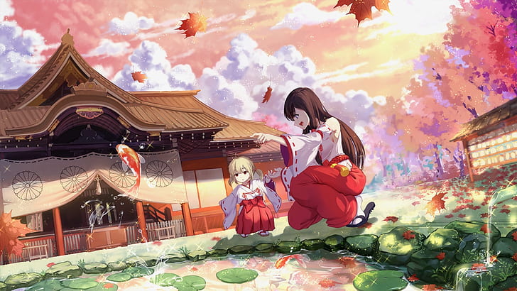 HD wallpaper: Anime, Mirror, Fish, Girl, Kimono, Shrine, Shrine Maiden |  Wallpaper Flare