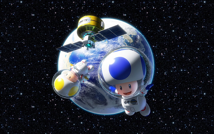 Super Mario Toad astronaut digital wallpaper, Toad (character), HD wallpaper