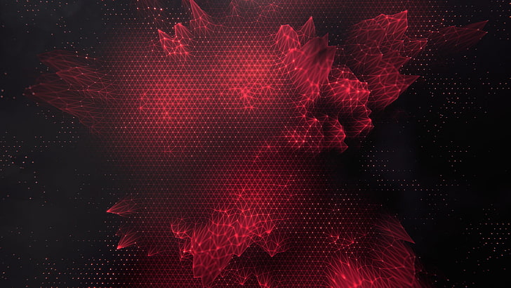 abstract painting, low poly, triangle, digital art, red, grid, HD wallpaper