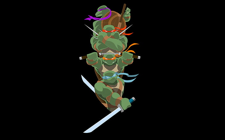 TMNT vector art, teenage mutant ninja turtles, minimalism, flower, HD wallpaper