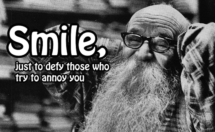 Smile, smile, just to defy those who try to annoy you quote, Funny, HD wallpaper