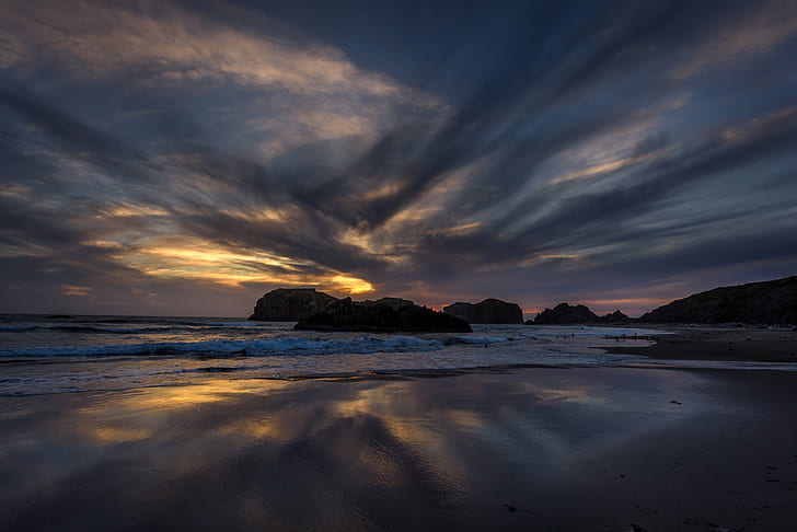 time lapse photography of sea bay during sunset, oregon, oregon, HD wallpaper